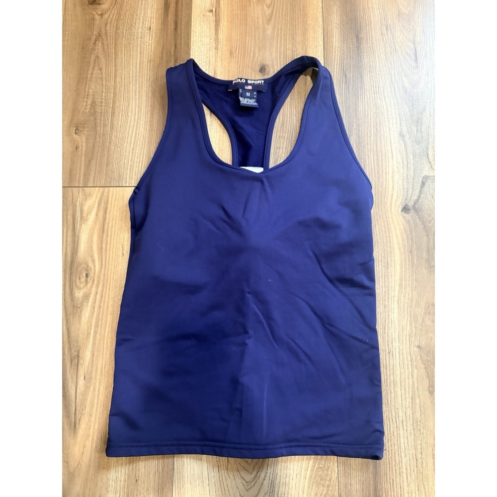 Ralph Lauren Polo Sport Tank Top Women's Medium‎ Lined Unpadded Racerback Navy
